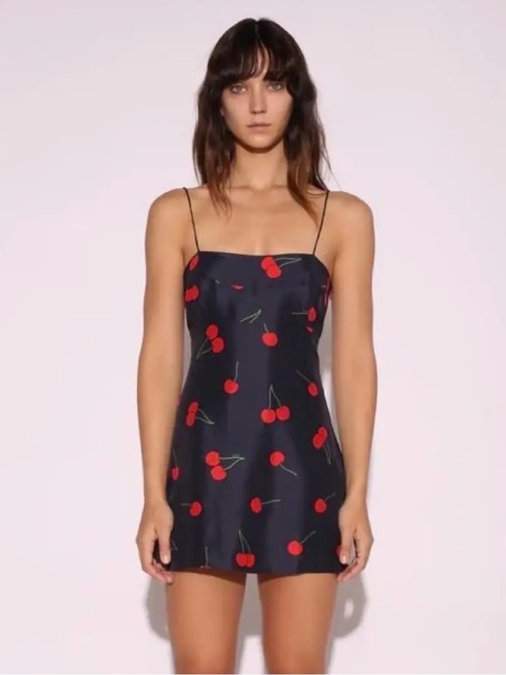 Realisation Par The Christy Wild Cherry 100% Silk Mini Dress Navy Red Size S